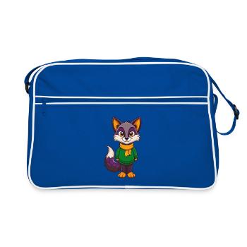 Arctic Fox Funny Kawaii Cartoon Character Clipart - Retro Bag - blue/white - Front