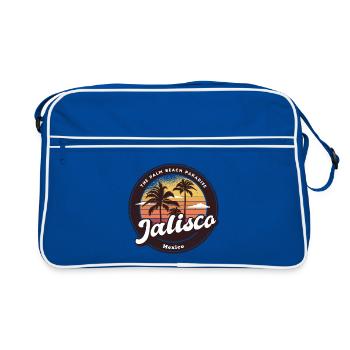 Jalisco Mexiko Palmen Sonnenuntergang Design - Retro Tasche - Blau/Weiß - Vorne