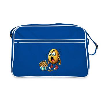 Lustiges Pommes Kartoffel Design - Retro Tasche - Blau/Weiß - Vorne
