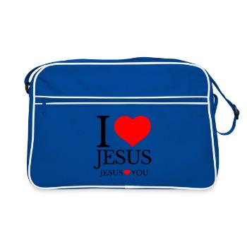 J’aime Jésus et Jésus t’aime - Sac Retro - bleu/blanc - Devant