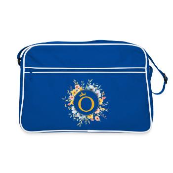 O Monogram, Flower Circle, Personalizable - Retro Bag - blue/white - Front