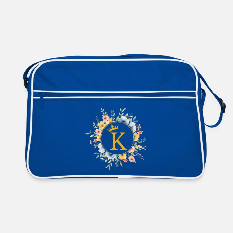 K Monogram, Flower Circle, Personalizable Retro Bag