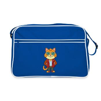 Selkirk Rex Funny Cartoon Kawaii Veste Lunettes de soleil - Sac Retro - bleu/blanc - Devant