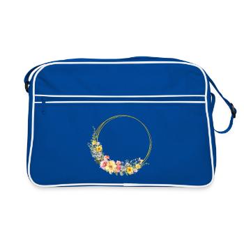Colorful, flower wreath, customizable - Retro Bag - blue/white - Front
