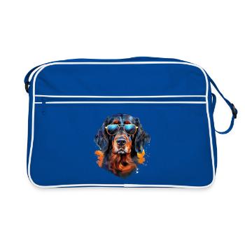 Gordon Setter avec lunettes de soleil - Sac Retro - bleu/blanc - Devant