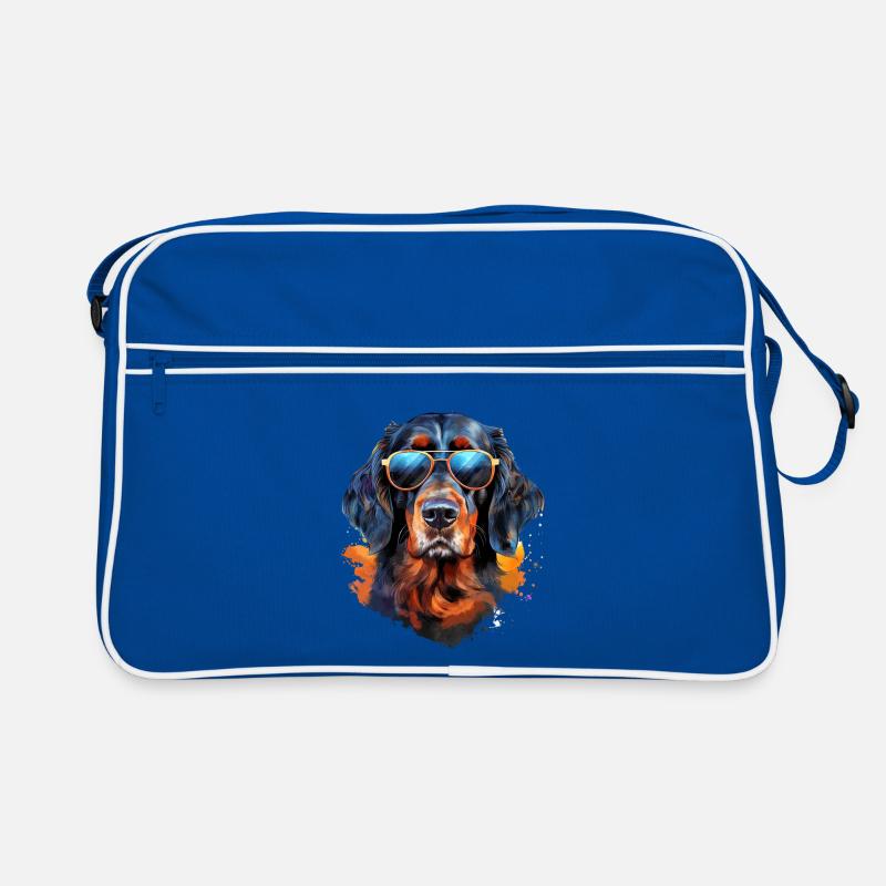 Gordon Setter avec lunettes de soleil - Sac Retro - bleu/blanc