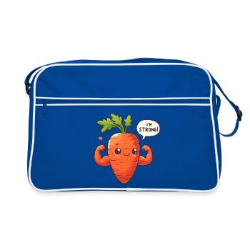 Kawaii Carrot Muscle - Retro Bag - blue/white - Front