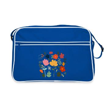 Flower Power Blumen Design - Floral Hippie Style - Retro Bag - blue/white - Front