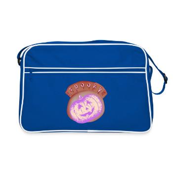 Flieder Halloween Heller Kürbis - Retro Tasche - Blau/Weiß - Vorne