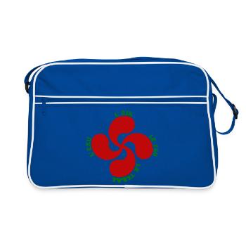 Lauburu rouge - croix basque et signification - Sac Retro - bleu/blanc - Devant