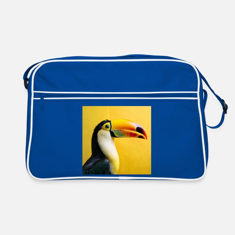Tukan-Vogel auf tropischen gelben Hintergrundfarben Retro Tasche