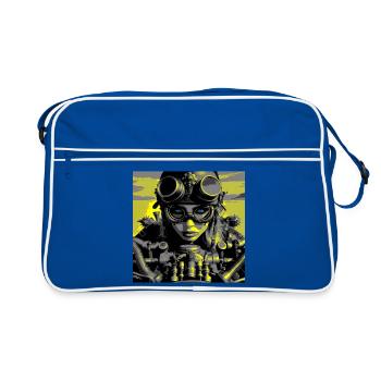 Steampunk-Biker - Retro Tasche - Blau/Weiß - Vorne