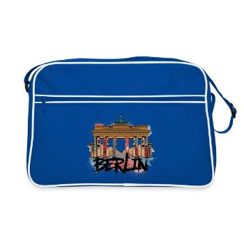 Style urbain de Berlin – Porte de Brandebourg - Sac Retro - bleu/blanc - Devant