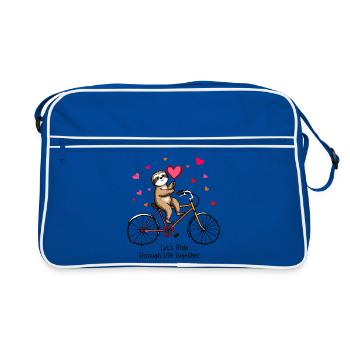 Sloth on Bike – Romantic Valentine’s Design - Retro Bag - blue/white - Front