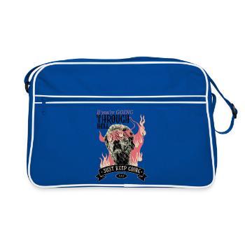 Through hell? Continue! - Retro Bag - blue/white - Front