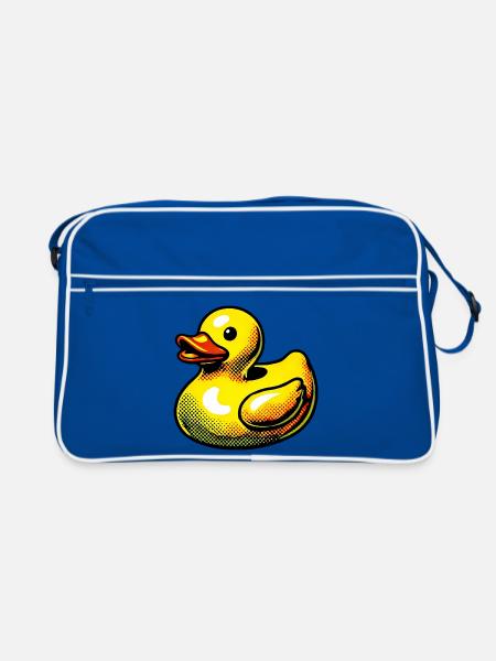 Ente Ente Ente Ente Ente - Retro Tasche - Blau/Weiß - Vorne