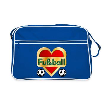 HERZ FUßBALL - Retro Tasche - Blau/Weiß - Vorne