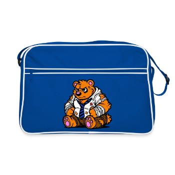 Bürobär - Retro Tasche - Blau/Weiß - Vorne
