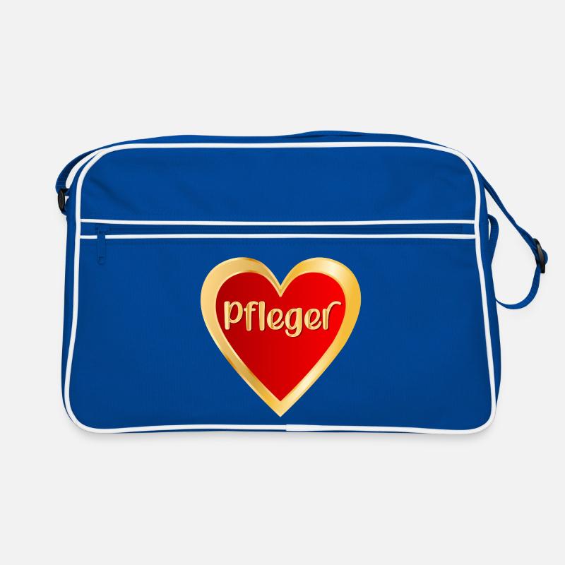 BERUF PFLEGE - HERZ PFLEGER - Retro Tasche - Blau/Weiß