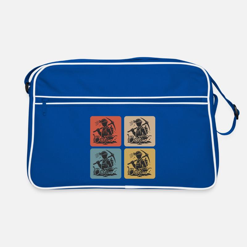 Klassisches Bergbau Design - Retro Tasche - Blau/Weiß
