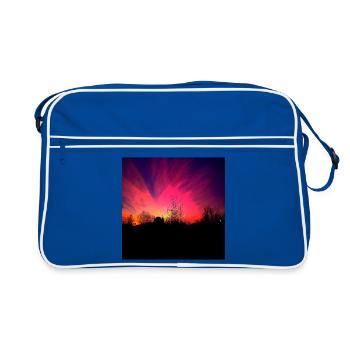 Sonnenuntergang Violett Abendrot Poster - Retro Tasche - Blau/Weiß - Vorne