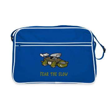 Peur de la lenteur tortue - Sac Retro - bleu/blanc - Devant