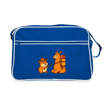 Lama assis têtu - Sac Retro - bleu/blanc - Devant