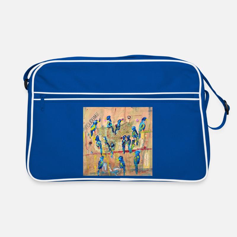 Lebendige Vogelparade im Expressionismus Retro Tasche