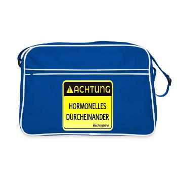 WECHSELJAHRE MENOPAUSE - ACHTUNG HORMONE - Retro Tasche - Blau/Weiß - Vorne