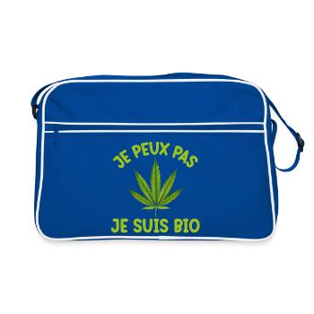 Bio Canna T-Shirt mit Botschaft - Retro Tasche - Blau/Weiß - Vorne