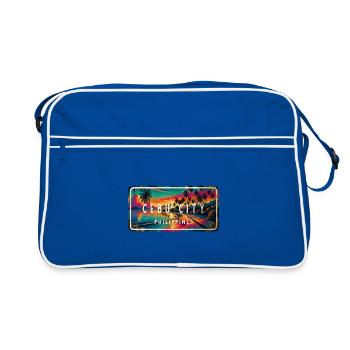 Cebu City – Tropical Retro Schild - Retro Tasche - Blau/Weiß - Vorne