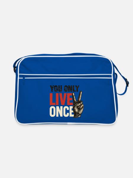 Du Lebst Nur Einmal Vintage - Retro Tasche - Blau/Weiß - Vorne