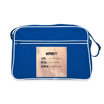 Matthew 7:7 - Retro Bag - blue/white - Front