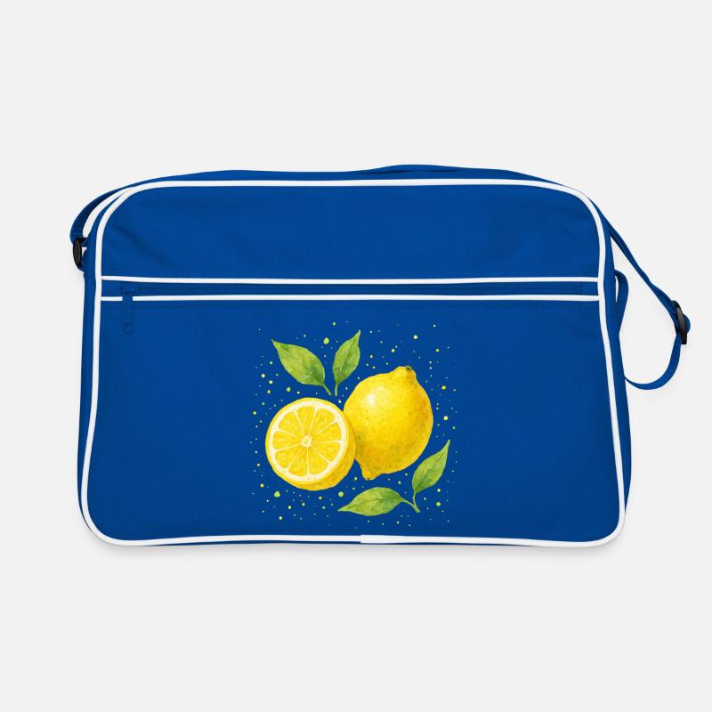 Zitronen - Retro Tasche - Blau/Weiß