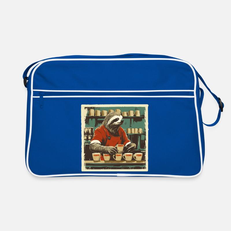 Sloth Barista – Le café est mon rythme - Sac Retro - bleu/blanc