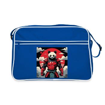 Samurai Panda Warrior - Retro Bag - blue/white - Front