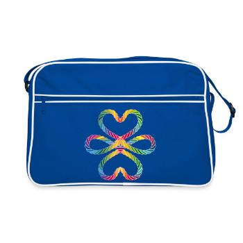 Symbole de coeur de cordon coloré - Amour et connexion - Sac Retro - bleu/blanc - Devant