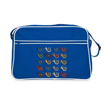 Variété de cor français coloré pour les cornistes - Sac Retro - bleu/blanc - Devant