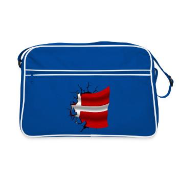 Drapeau du Danemark - Danemark - Drapeau cassé - Sac Retro - bleu/blanc - Devant