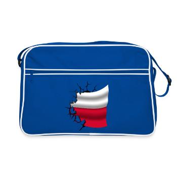 Drapeau de la Pologne - Pologne - Drapeau Broken Design - Sac Retro - bleu/blanc - Devant