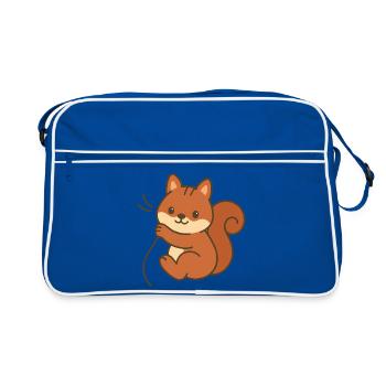 Écureuil câlin - Sac Retro - bleu/blanc - Devant