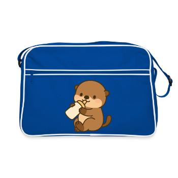 Seeotter-Schlürfspaß - Retro Tasche - Blau/Weiß - Vorne