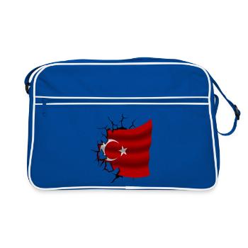 Drapeau de la Turquie - Turquie - Drapeau Broken Design - Sac Retro - bleu/blanc - Devant