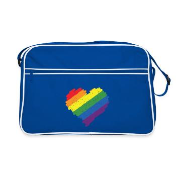 Rainbow Heart Pride Flag Colors LGBTQ+ Grunge - Retro Bag - blue/white - Front