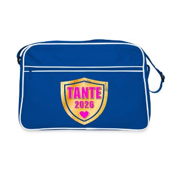 FAIRE-PART BÉBÉ TANTE 2026 NAISSANCE - Sac Retro - bleu/blanc - Devant