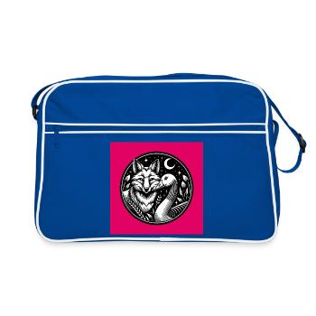 Fuchs und Gans Freundschaft Freunde für immer - Retro Tasche - Blau/Weiß - Vorne