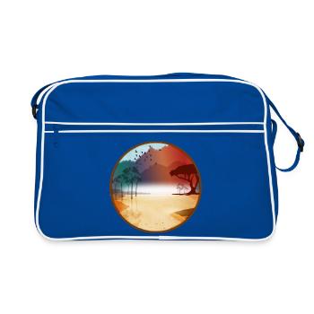 Glowing African steppe at sunrise - Retro Bag - blue/white - Front