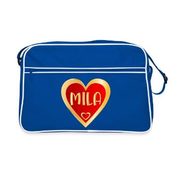 GIRLS NAME MILA HEART - Retro Bag - blue/white - Front