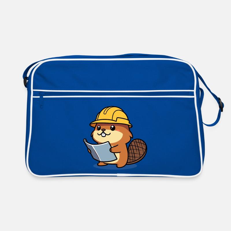 Biber Baumeister Bob Plan der Bauarbeiter Bauherr Retro Tasche