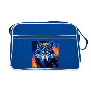 Illustration de loup géométrique vif - Sac Retro - bleu/blanc - Devant